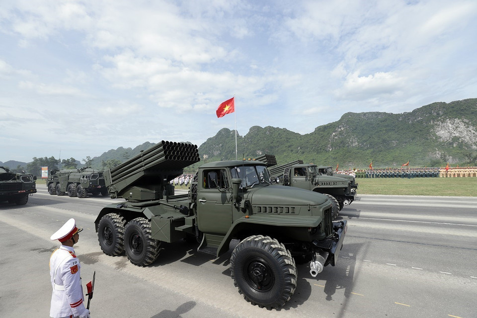 Air Defence – Air Force vehicle bloc with BM-21 multiple rocket launchers. (Photo: Tuan Anh – VNA)