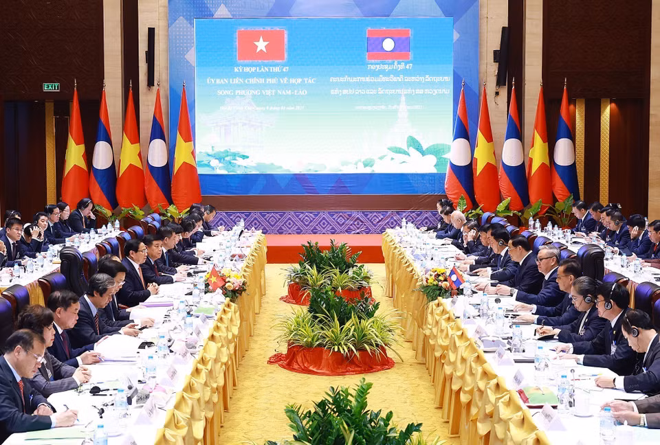 The 47th meeting of the Vietnam-Laos Intergovernmental Committee for Bilateral Cooperation. (Photo: Duong Giang - VNA)