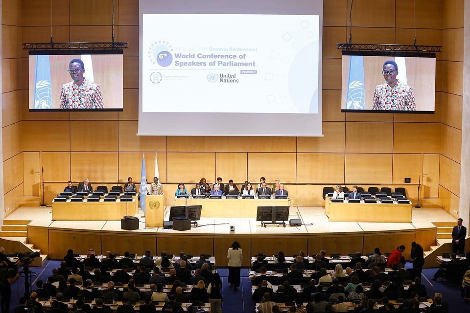 Opening ceremony of the 6th World Conference of Speakers of Parliament at the United Nations Office in Geneva. (Photo: VNA)