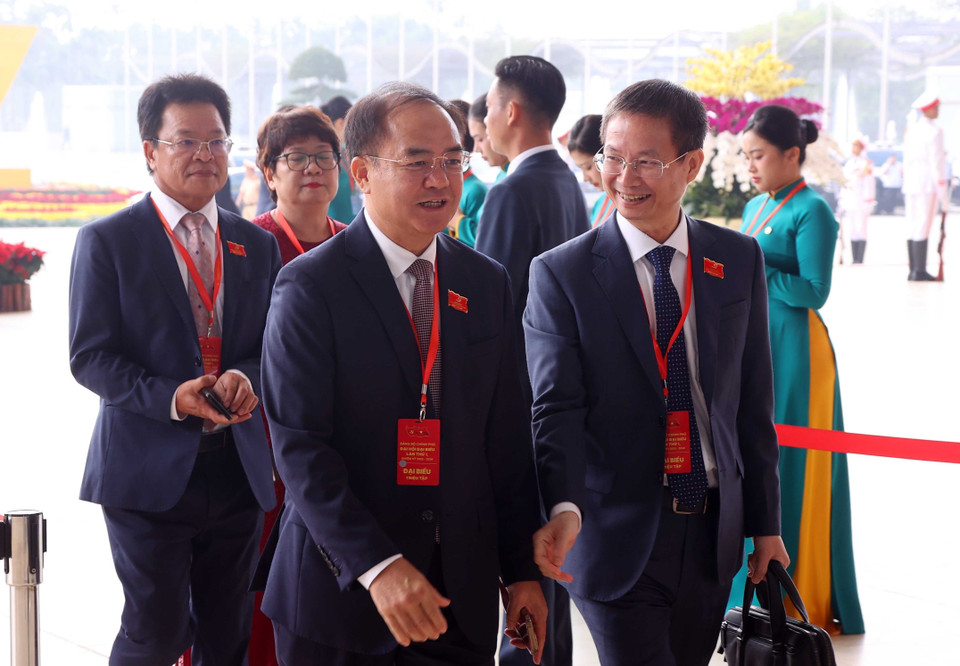 Delegates arrive for the Congress. (Photo: Van Diep - VNA)