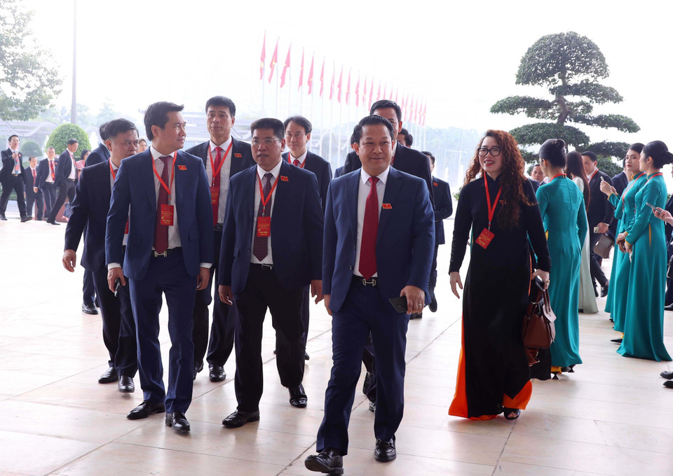 Delegates arrive for the Congress. (Photo: Van Diep - VNA)