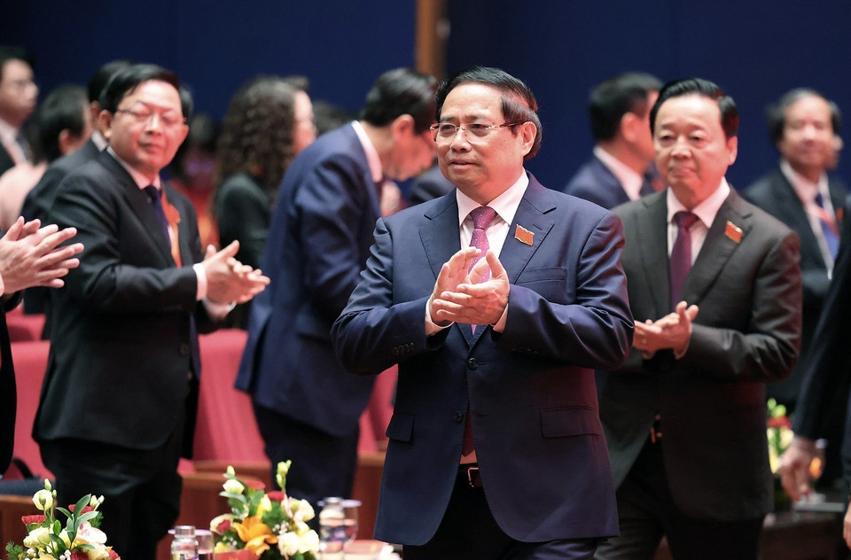 Politburo member, Secretary of the Party Committee, and Prime Minister Pham Minh Chinh attends and chairs the preparatory session of the first Congress of the Government Party Organisation for the 2025–2030 tenure. (Photo: Duong Giang - VNA)