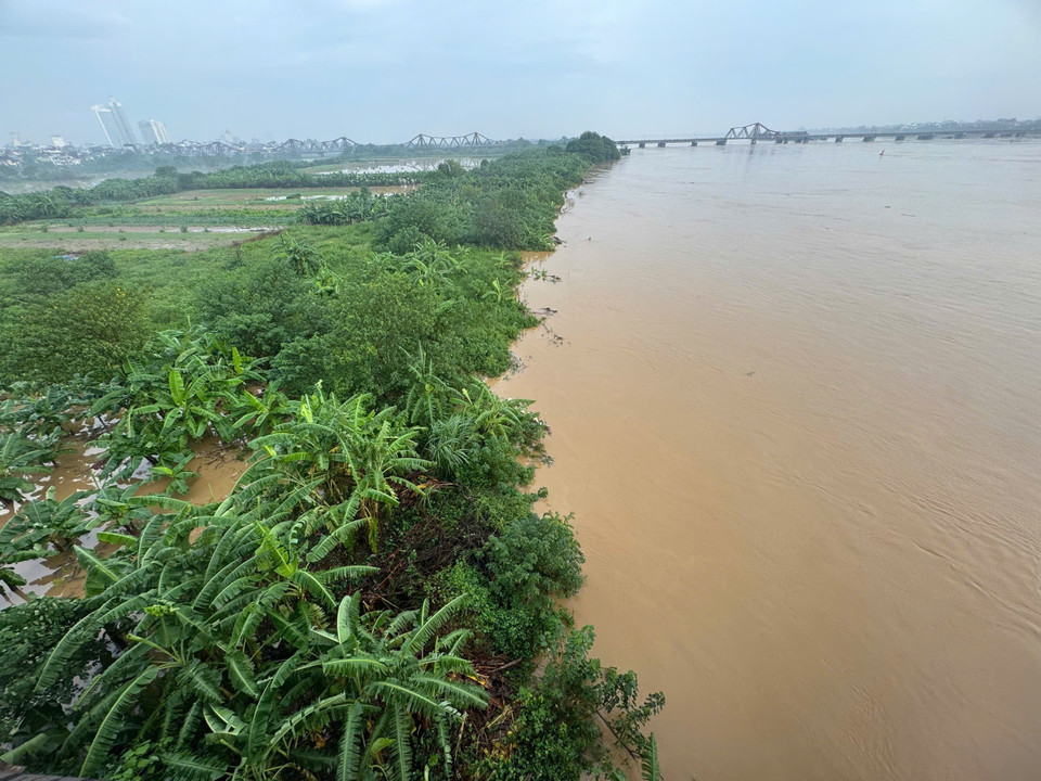 Rising waters on the Red River’s mid-bank area disrupt daily life in Hanoi. (Photo: Minh Quyet – VNA)