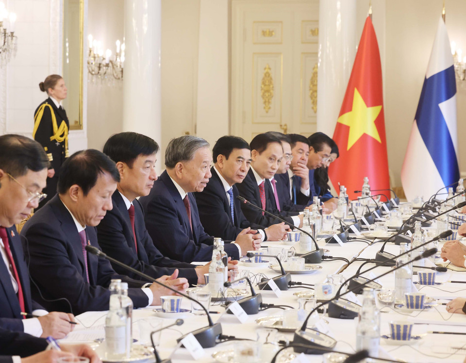 General Secretary of the Communist Party of Vietnam Central Committee To Lam at the talks. (Photo: Thong Nhat - VNA)