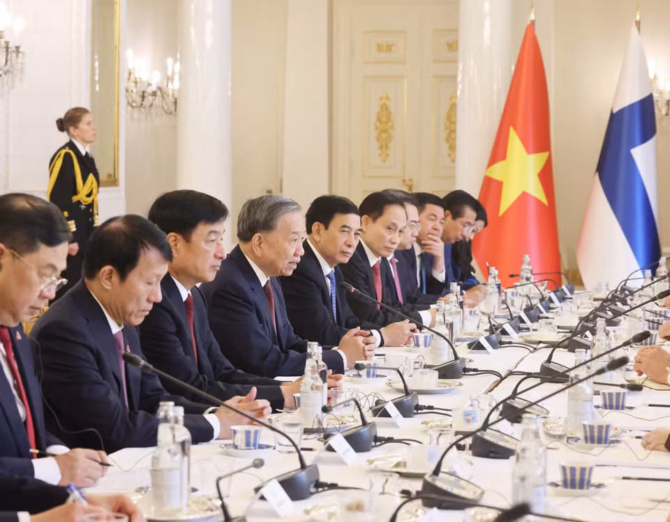 General Secretary of the Communist Party of Vietnam Central Committee To Lam at the talks. (Photo: Thong Nhat - VNA)