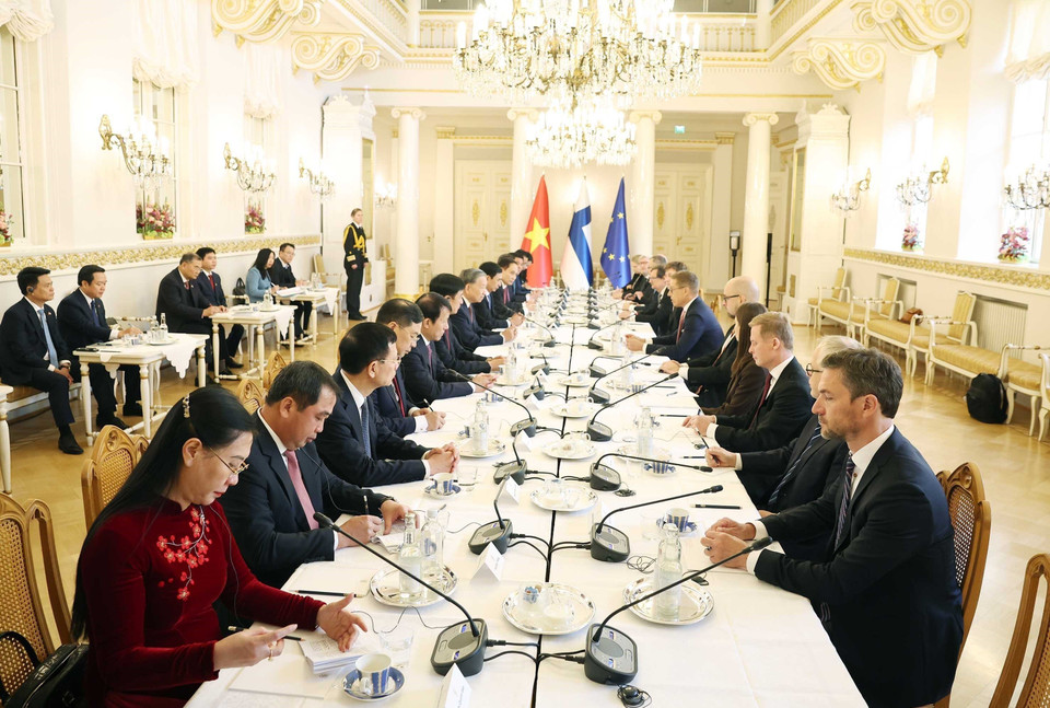 General Secretary of the Communist Party of Vietnam Central Committee To Lam and Finnish President Alexander Stubb hold talks. (Photo: Thong Nhat - VNA)