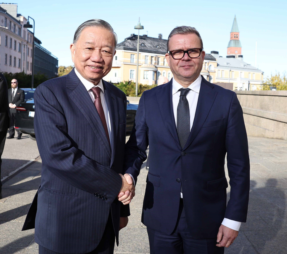 General Secretary To Lam meets with Prime Minister of Finland Petteri Orpo. (Photo: Thong Nhat – VNA)
