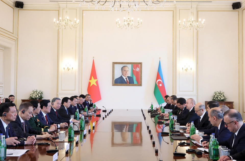 Party General Secretary To Lam holds State-level talks with President of Azerbaijan Ilham Aliyev. (Photo: Thong Nhat – VNA)