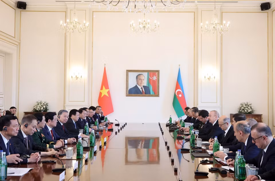 Party General Secretary To Lam holds State-level talks with President of Azerbaijan Ilham Aliyev. (Photo: Thong Nhat – VNA)