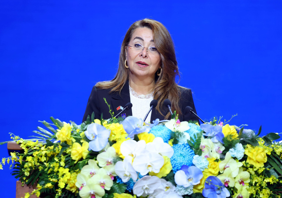 UNODC Executive Director Ghada Waly delivers her remarks. (Photo: Pham Kien – VNA)