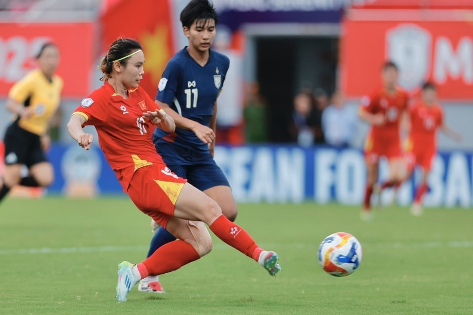 Hai Yen nets the first goal for Vietnam. (Photo: Pham Hau - VNA)
