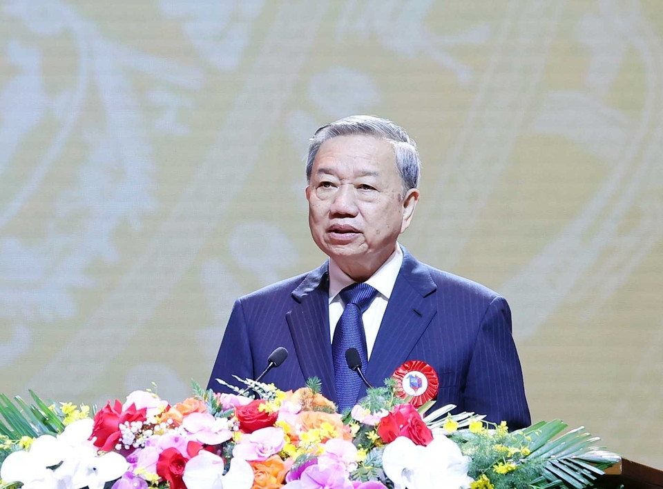 Party General Secretary To Lam delivers a speech at the ceremony marking the 100th anniversary of Vietnam’s Revolutionary Press Day. (Photo: VNA)