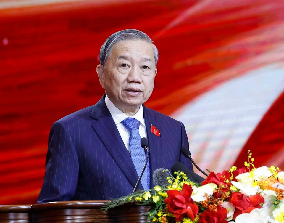 General Secretary To Lam delivers a speech. Photo: Thong Nhat – VNA