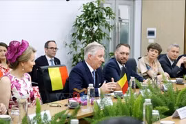 King Philippe of Belgium speaks at the working session in Quang Ninh on April 2 (Photo: VNA)