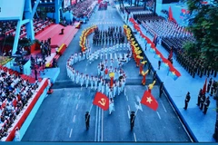 Full dress rehearsal for the parade celebrating the 50th anniversary of Southern Liberation and National Reunification