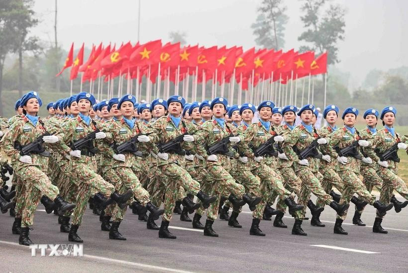 At a rehearsal of the military-civilian parade to mark the 50th anniversary of the liberation of the South and national reunification in Ho Chi Minh City on April 30. (Photo: VNA)