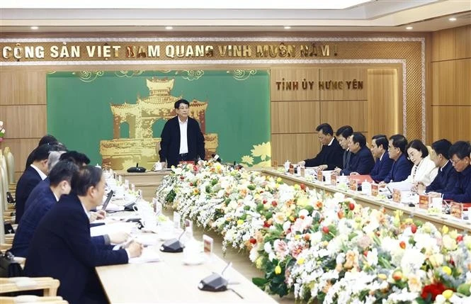 State President Luong Cuong speaks at the February 25 conference in Hung Yen province. (Photo: VNA)