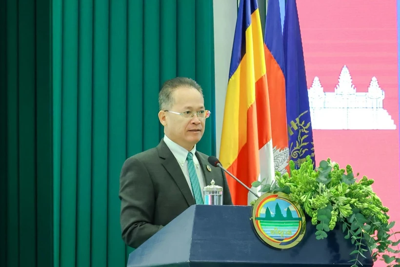 Environment minister Eang Sophalleth addresses the ministry’s 2024 annual review meeting on December 16. (Source: Cambodia's environment ministry) 