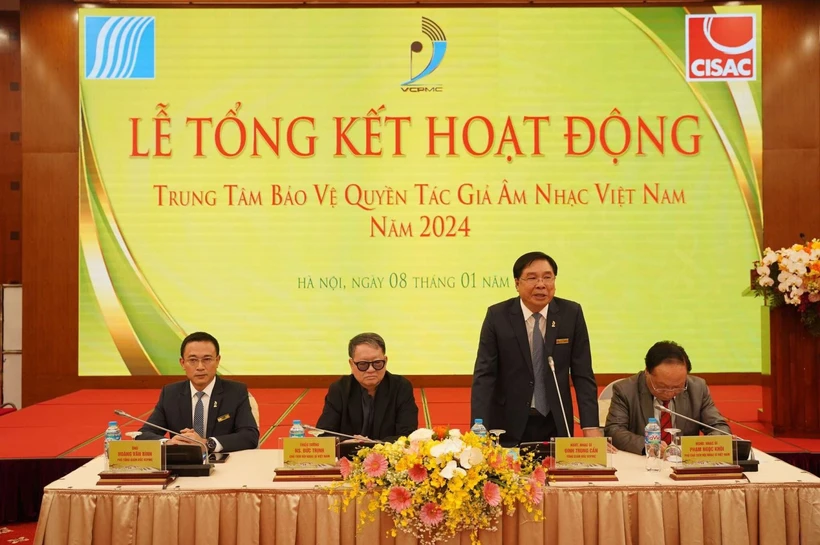 General Director Dinh Trung Can of the Vietnam Music Copyright Protection Center (VCPMC) speak at its review conference in Hanoi on January 8. (Source: VCPMC)