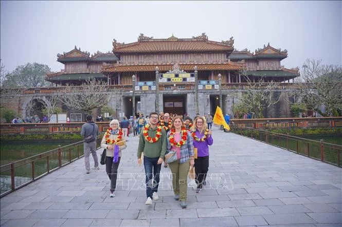 Visitors at the Hue imperial citadel complex during New Year 2025. (Photo: VNA)