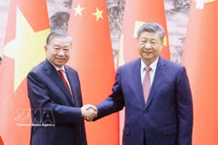 General Secretary of the Communist Party of China (CPC) Central Committee and President Xi Jinping (R) welcomes General Secretary of the Communist Party of Vietnam (CPV) Central Committee and State President To Lam (Photo: VNA)
