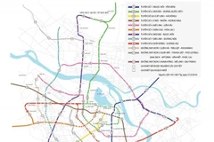 The planned metro network of Hanoi. Metro line No 5 is in orange. (Photo hanoimetro.net.vn) 