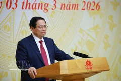 Prime Minister Pham Minh Chinh speaks at the 32nd meeting of the National Steering Committee on Combating IUU fishing on March 3. (Photo: VNA)