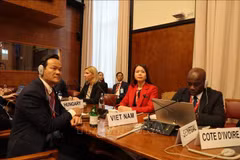 Deputy Minister of Foreign Affairs Nguyen Minh Hang (in red) attends UNCTAD's 16th session (Photo: VNA)