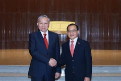 Party General Secretary To Lam (L) meets with Speaker of the Parliament of Singapore Seah Kian Peng (Photo: VNA)