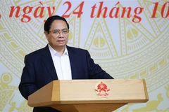 Prime Minister Pham Minh Chinh speaks at the teleconference with leaders of 17 provinces and cities with a high demand for social housing (Photo: VNA)