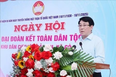 State President Luong Cuong speaks at the Great National Unity Festival in Bao An village, Go Noi commune, Da Nang city. (Photo: VNA)