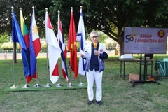 Vietnamese Ambassador to Israel Ly Duc Trung speaks at the event celebrating ASEAN's 58th founding anniversary. (Photo: VNA)