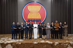 Delegates attend the 5th meeting of the ASEAN–UK Joint Cooperation Committee. (Photo: VNA)