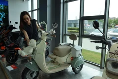 With attractive and user-friendly designs, electric motorbikes are more popular, contributing to environmentally sensitive transport modes. (Photo: VietnamPlus)