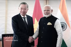 Within the framework of his participation in the 79th session of the United Nations General Assembly and working visit to the US, Party General Secretary and State President To Lam meets with Indian Prime Minister Narendra Modi in New York on September 23, 2024 (local time). (Photo: VNA)