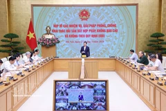 Deputy Prime Minister Tran Hong Ha speaks at the hybrid meeting with 22 coastal provinces and cities as well as Tay Ninh province on March 27. (Photo: VNA)