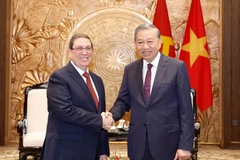 Party General Secretary To Lam (R) receives Bruno Rodríguez Parrilla, Politburo member and Minister of Foreign Affairs of Cuba, who is visiting Vietnam as special envoy of the Communist Party and the State of Cuba (Photo: VNA)