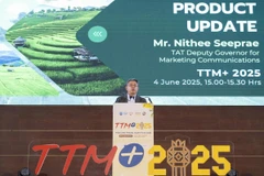 The Tourism Authority of Thailand's Deputy Governor for Marketing Communications Nithee Seeprae announces Thailand's tourism strategy for this year. (Source: China Daily)