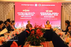 An overview of the conference between the Vietnam-Cambodia Friendship Association and the Cambodia-Vietnam Friendship Association. (Photo: VNA)