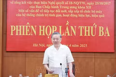 Party General Secretary To Lam speaks at the third meeting of the Central Steering Committee for summarising the implementation of Resolution No. 18-NQ/TW of the 12th Party Central Committee. (Photo: VNA)