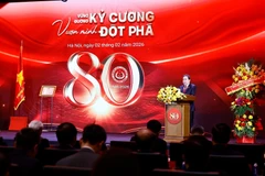 National Assembly (NA) Chairman Tran Thanh Man speaks at the ceremony marking the 80th founding anniversary of the NA Committee on Legal and Judicial Affairs (Photo: VNA)