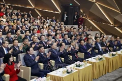 Party General Secretary To Lam (fourth from left) and other delegates attend the “Ho Chi Minh – Journey of Aspiration 2025” programme (Photo: VNA)