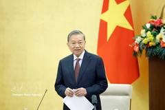 Party General Secretary To Lam speaks at the conference to review a draft report on the first round of inspection and supervision, and to launch the second round of oversight by the Politburo and the Secretariat over the Party Committee of the National Assembly (Photo: VNA)