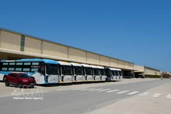 Kim Long Motor buses at the Chan May–Lang Co Economic Zone (Photo: VNA)