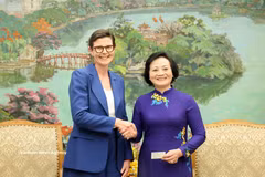 Deputy Prime Minister Pham Thi Thanh Tra (R) receives WHO Representative in Vietnam Angela Pratt (Photo: VNA)