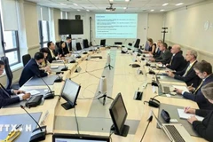 At the meeting between Deputy Minister of Industry and Trade Nguyen Hoang Long and representatives from the French Authority for Nuclear Safety and Radiation Protection (ASNR) and the French Alternative Energies and Atomic Energy Commission (CEA). (Photo: VNA)