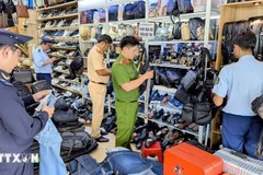 An Giang province's intersectoral inspection team inspects, detects, and seizes a large quantity of goods of unknown origin at a shop. (Photo: VNA)