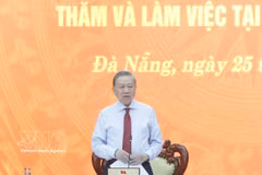 Party General Secretary and State President To Lam addresses the working session with the Standing Board of the Da Nang Municipal Party Committee. (Photo: VNA)