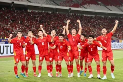 Vietnam’s U-23 football players celebrate when successfully defending their ASEAN U23 Championship title. (Photo: VFF)