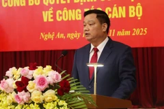 Secretary of the Nghe An Provincial Party Committee Nguyen Khac Than delivers remarks upon assuming the new position (Photo: VNA)